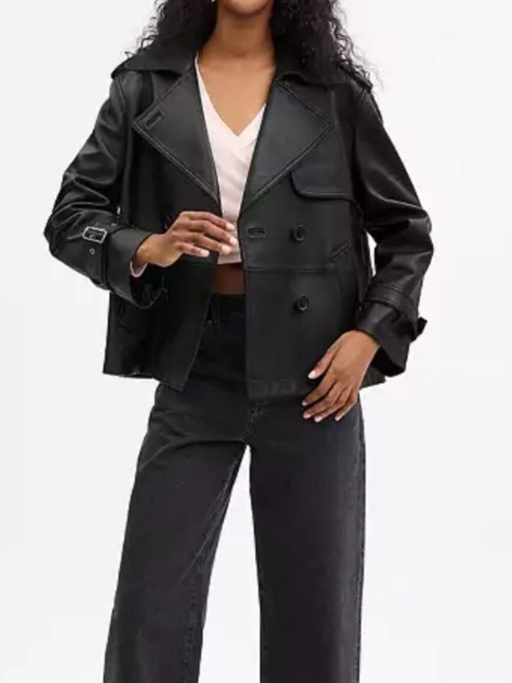 Coach Mini Leather Trench 100% Lambskin Leather Black Women's Medium